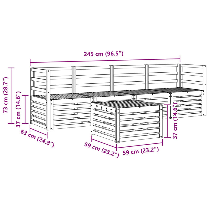 Set de canapele de exterior 5 pcs Alb Lemn Solid de Acacia WALTI