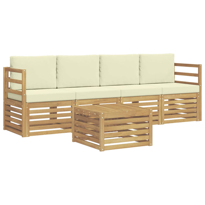 Set de canapele de exterior 5 pcs Alb și crem Poliester WALTI