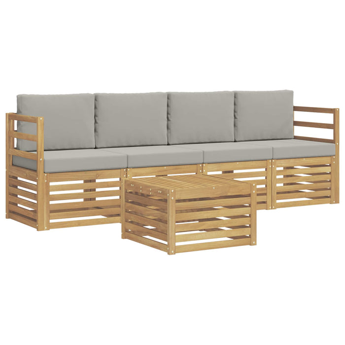 Set de canapele de exterior 5 pcs Alb și gri deschis Poliester - WALTI WALTI