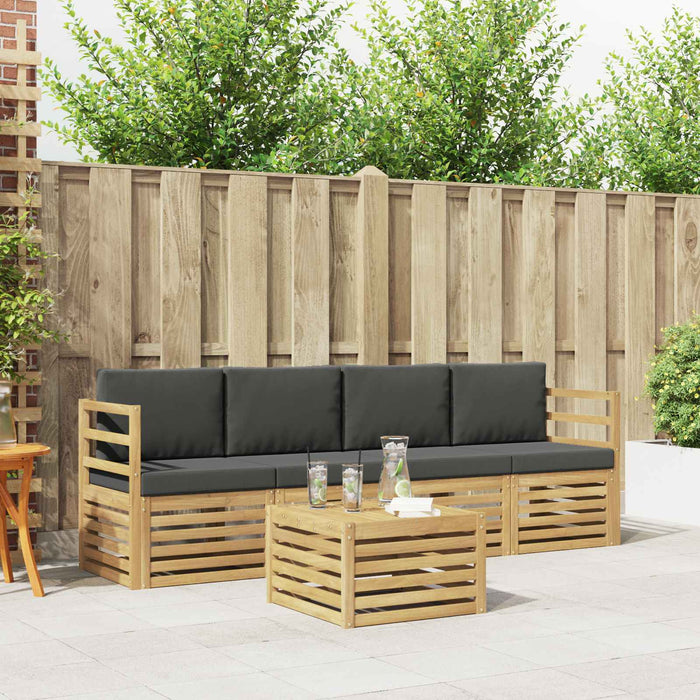 Set de canapele de exterior 5 pcs Alb și antracit Poliester WALTI