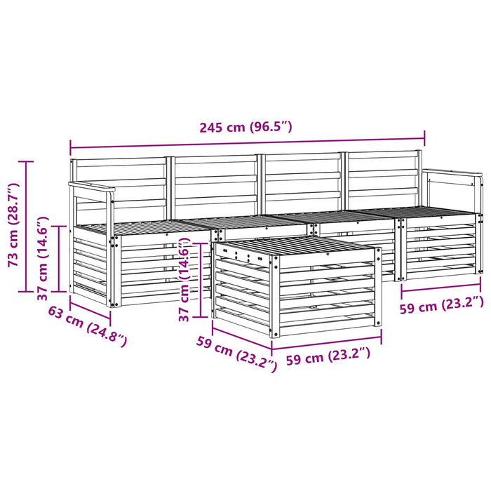Set de canapele de exterior 5 pcs Alb Lemn Solid de Acacia WALTI