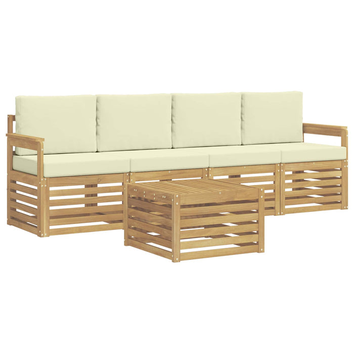 Set de canapele de exterior 5 pcs Alb și crem Poliester WALTI