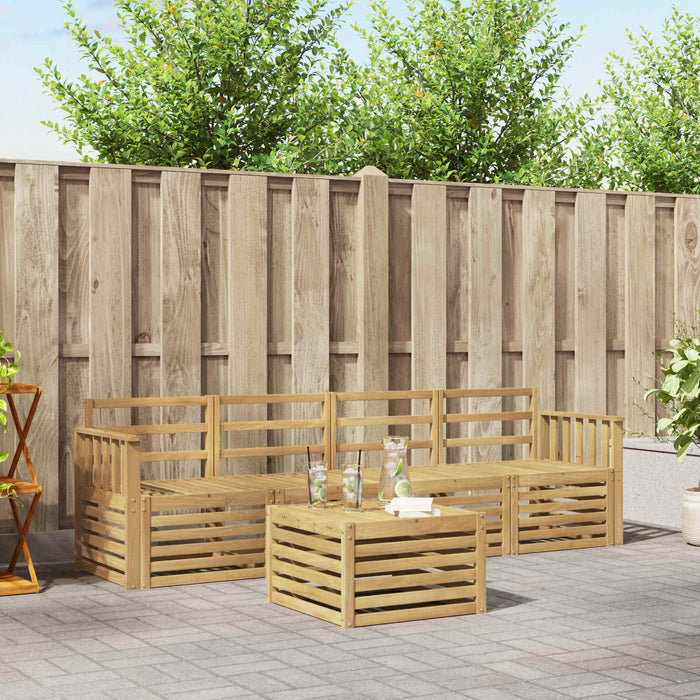 Set de canapele de exterior 5 pcs Alb Lemn Solid de Acacia WALTI