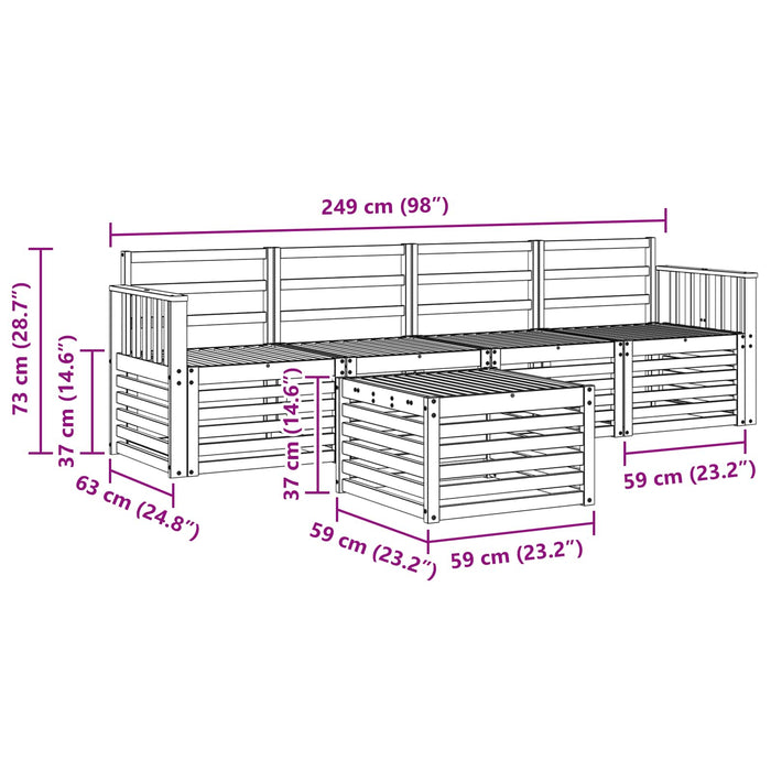 Set de canapele de exterior 5 pcs Alb Lemn Solid de Acacia WALTI