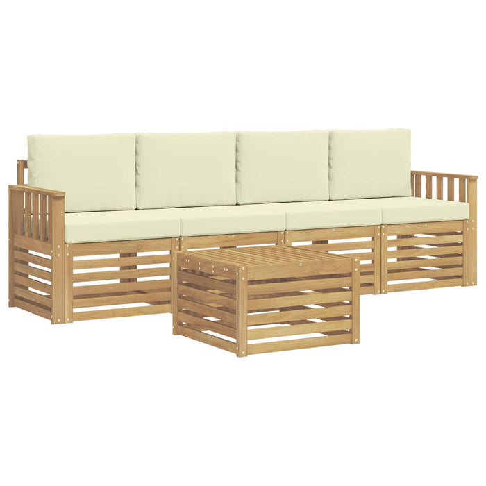 Set de canapele de exterior 5 pcs Alb și crem Poliester WALTI