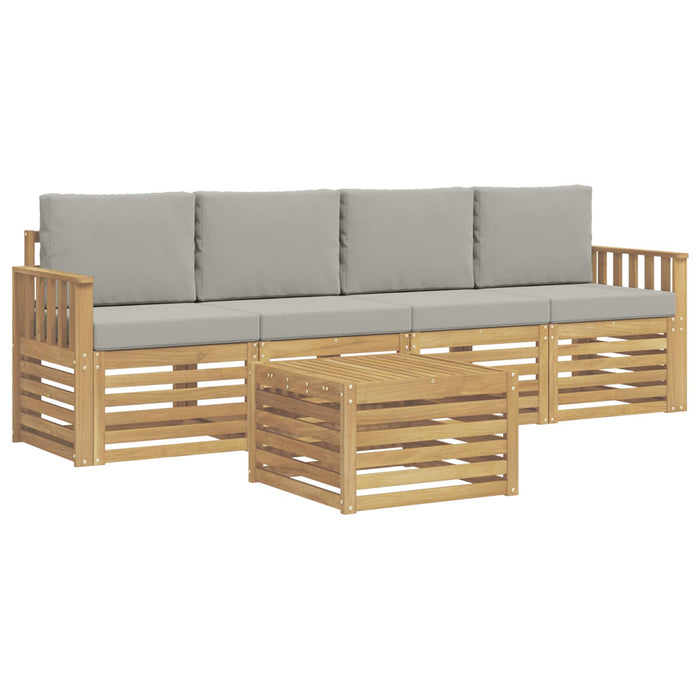 Set de canapele de exterior 5 pcs Alb și gri deschis Poliester WALTI