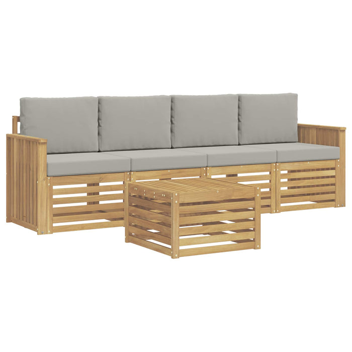 Set de canapele de exterior 5 pcs Alb și gri deschis Poliester - WALTI WALTI