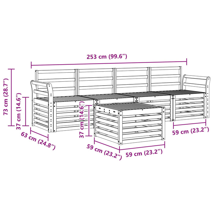 Set de canapele de exterior 5 pcs Alb Lemn Solid de Acacia - WALTI WALTI
