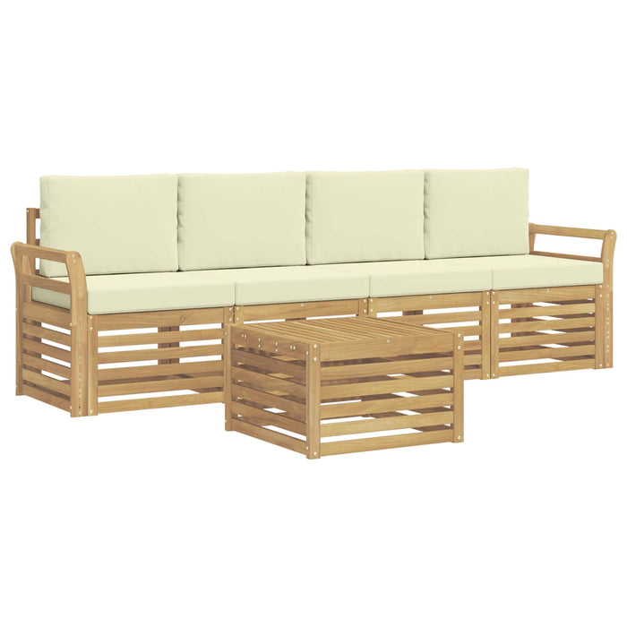 Set de canapele de exterior 5 pcs Alb și crem Poliester - WALTI WALTI
