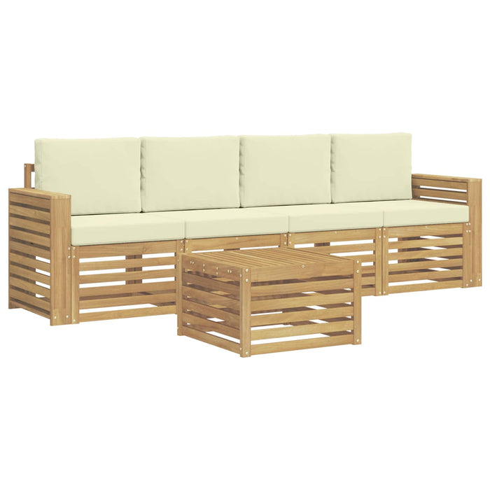 Set de canapele de exterior 5 pcs Alb și crem Poliester WALTI