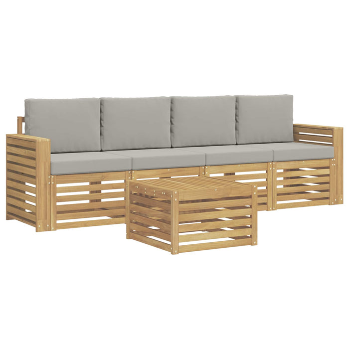 Set de canapele de exterior 5 pcs Alb și gri deschis Poliester - WALTI WALTI