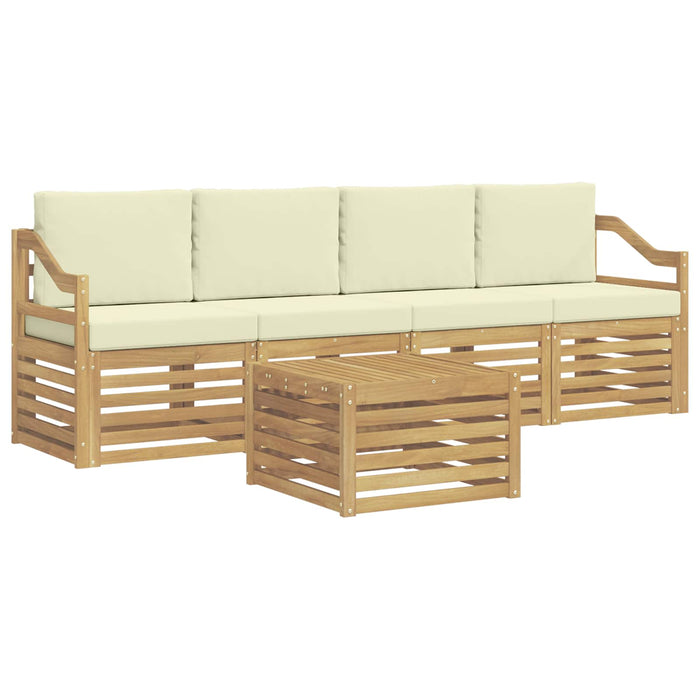 Set de canapele de exterior 5 pcs Alb și crem Poliester WALTI