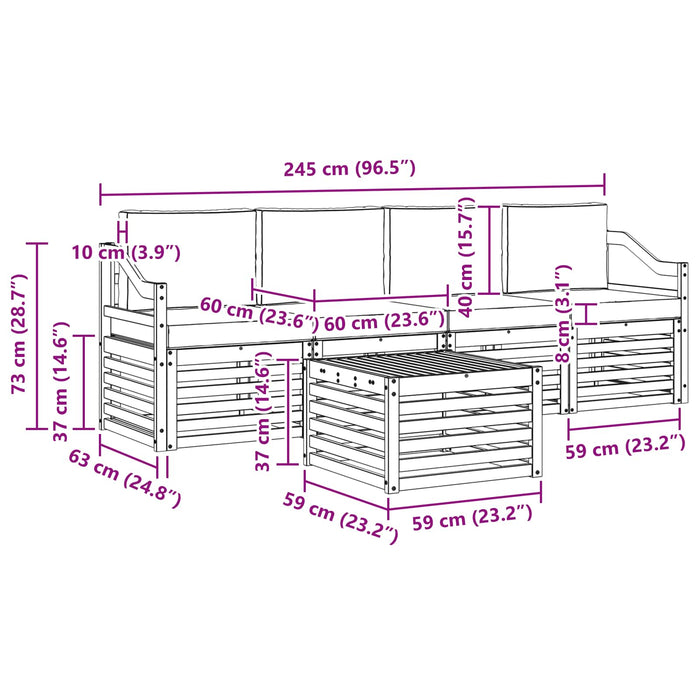 Set de canapele de exterior 5 pcs Alb și gri deschis Poliester WALTI