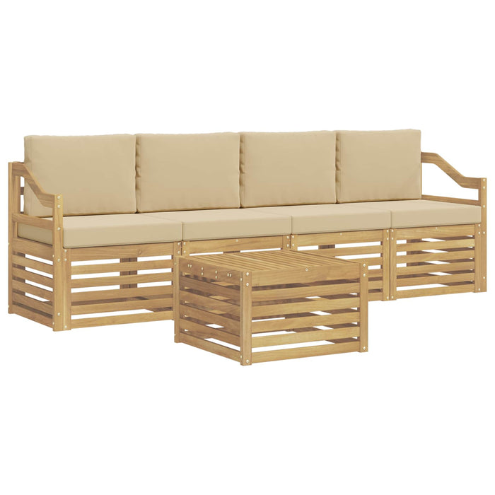 Set de canapele de exterior cu pernă 5 pcs Alb și Bej Poliester WALTI