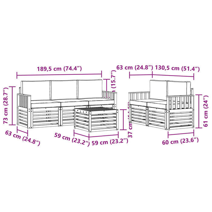 Seturi de canapele Lemn Solid de Acacia WALTI