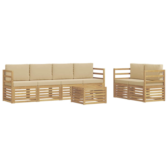 Set de canapele de exterior cu pernă 7 pcs Alb și Bej Poliester WALTI