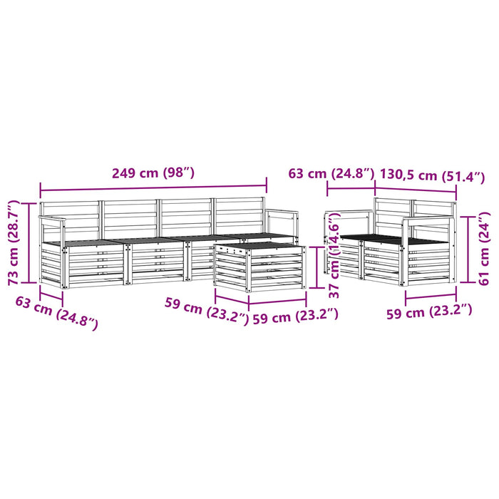 Set de canapele de exterior 7 pcs Alb Lemn Solid de Acacia WALTI
