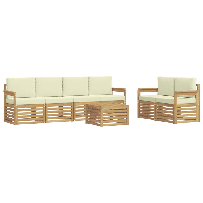 Set de canapele de exterior 7 pcs Alb și crem Poliester WALTI