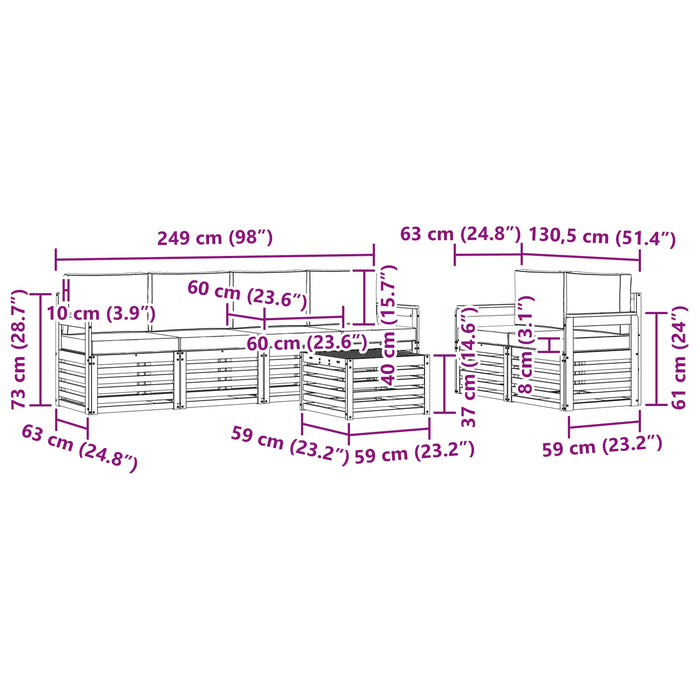 Set de canapele de exterior 7 pcs Alb și crem Poliester WALTI