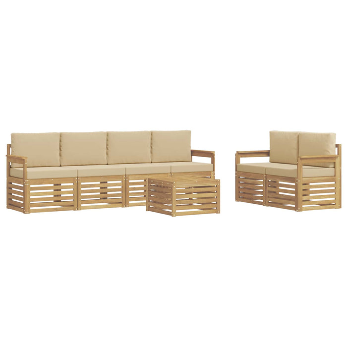 Set de canapele de exterior cu pernă 7 pcs Alb și Bej Poliester WALTI