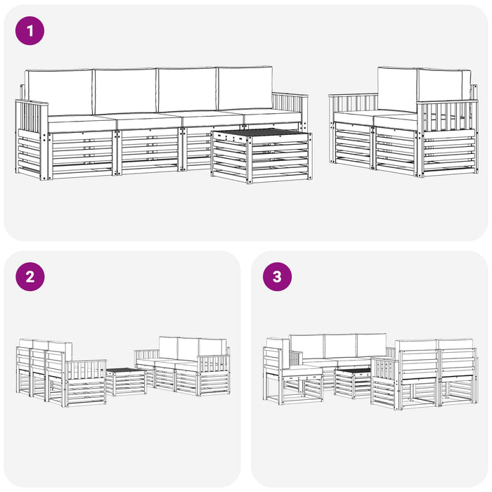 Set de canapele de exterior 7 pcs Alb și crem Poliester WALTI