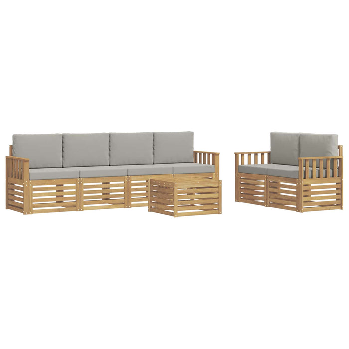 Set de canapele de exterior 7 pcs Alb și gri deschis Poliester - WALTI WALTI