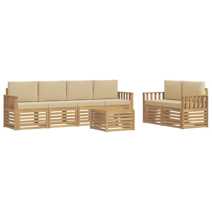 Set de canapele de exterior cu pernă 7 pcs Alb și Bej Poliester WALTI