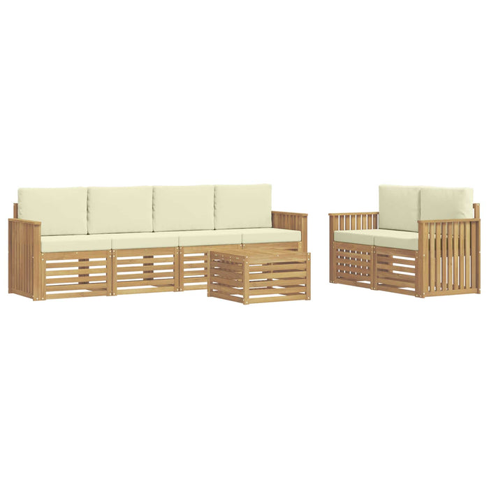 Set de canapele de exterior 7 pcs Alb și crem Poliester WALTI