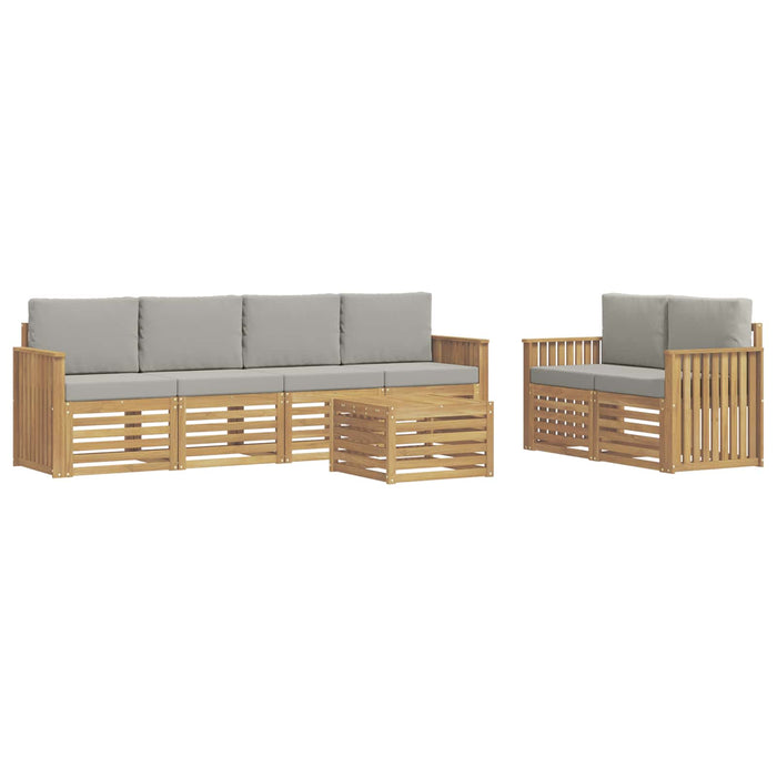 Set de canapele de exterior 7 pcs Alb și gri deschis Poliester - WALTI WALTI