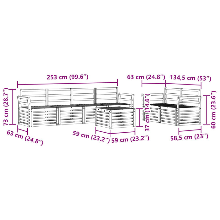 Set de canapele de exterior 7 pcs Alb Lemn Solid de Acacia WALTI