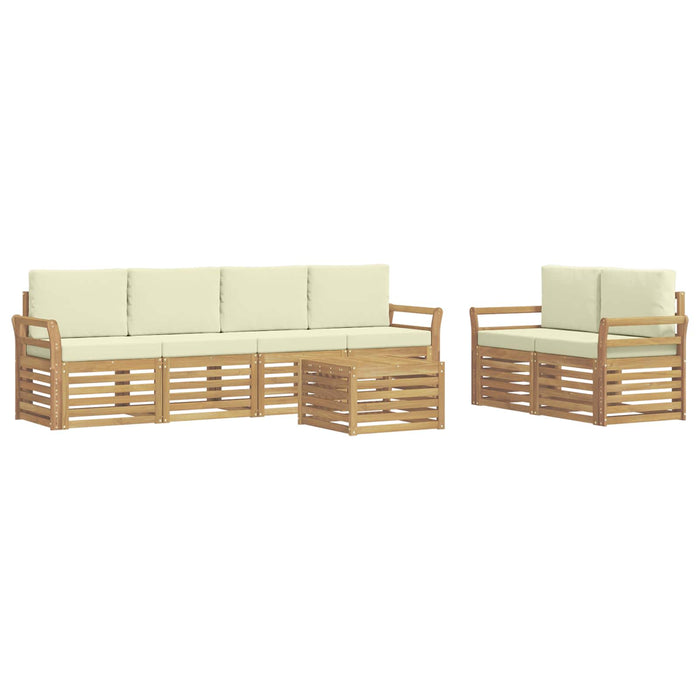 Set de canapele de exterior 7 pcs Alb și crem Poliester WALTI