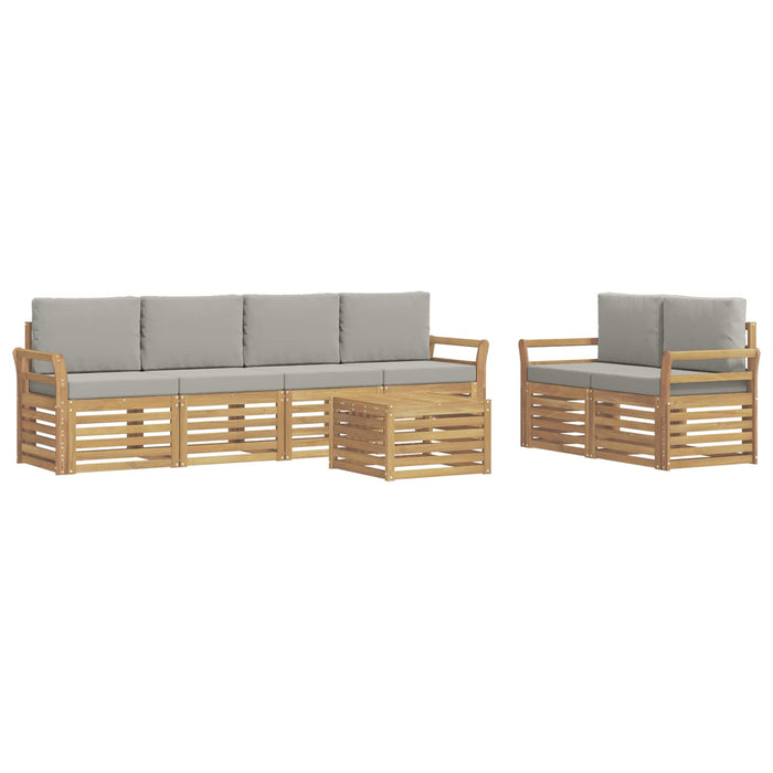 Set de canapele de exterior 7 pcs Alb și gri deschis Poliester WALTI