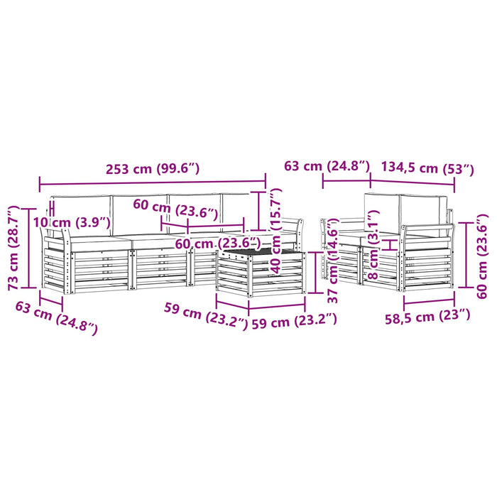 Set de canapele de exterior 7 pcs Alb și gri deschis Poliester WALTI