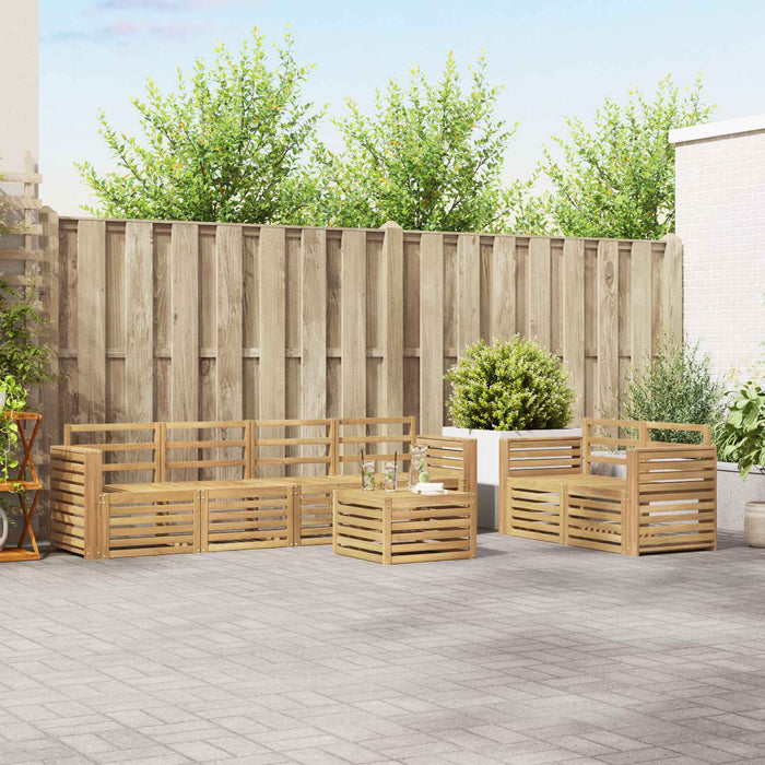 Set de canapele de exterior 7 pcs Alb Lemn Solid de Acacia WALTI