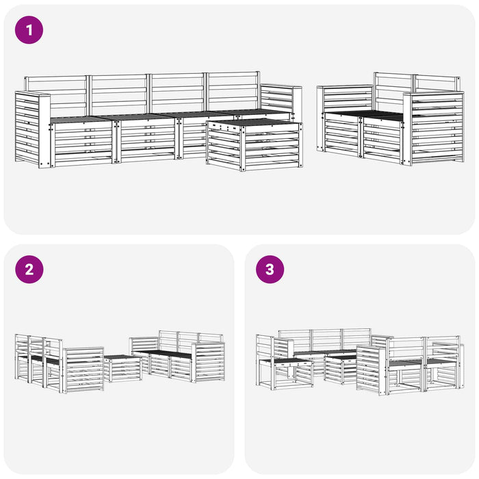 Set de canapele de exterior 7 pcs Alb Lemn Solid de Acacia WALTI