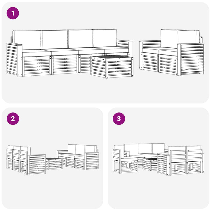 Set de canapele de exterior 7 pcs Alb și crem Poliester - WALTI WALTI