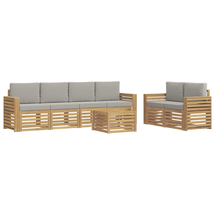 Set de canapele de exterior 7 pcs Alb și gri deschis Poliester - WALTI WALTI