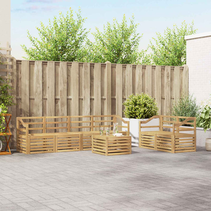 Set de canapele de exterior 7 pcs Alb Lemn Solid de Acacia WALTI
