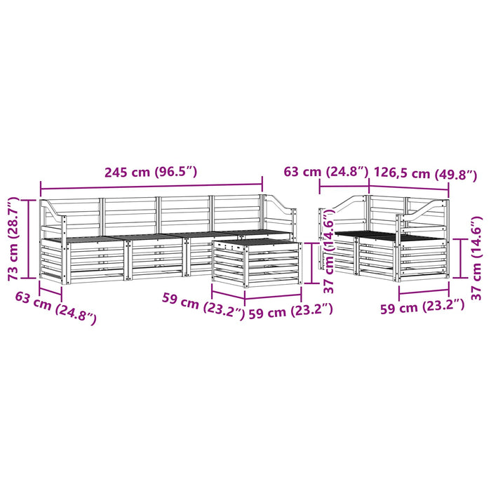 Set de canapele de exterior 7 pcs Alb Lemn Solid de Acacia WALTI