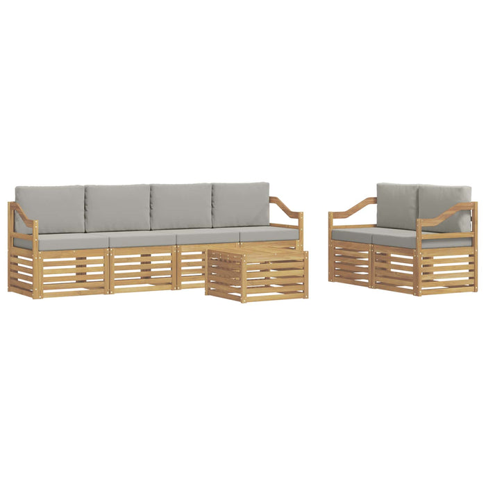 Set de canapele de exterior 7 pcs Alb și gri deschis Poliester WALTI