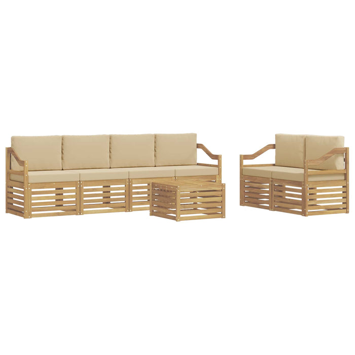 Set de canapele de exterior cu pernă 7 pcs Alb și Bej Poliester WALTI