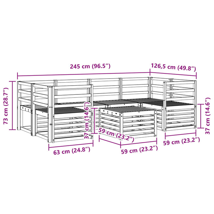 Set de canapele de exterior 7 pcs Alb Lemn Solid de Acacia - WALTI WALTI