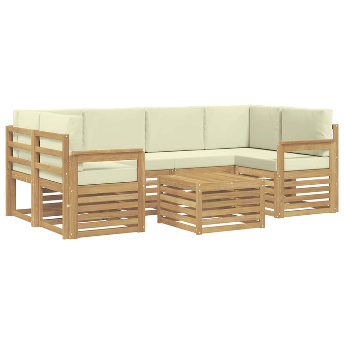 Set de canapele de exterior 7 pcs Alb și crem Poliester WALTI