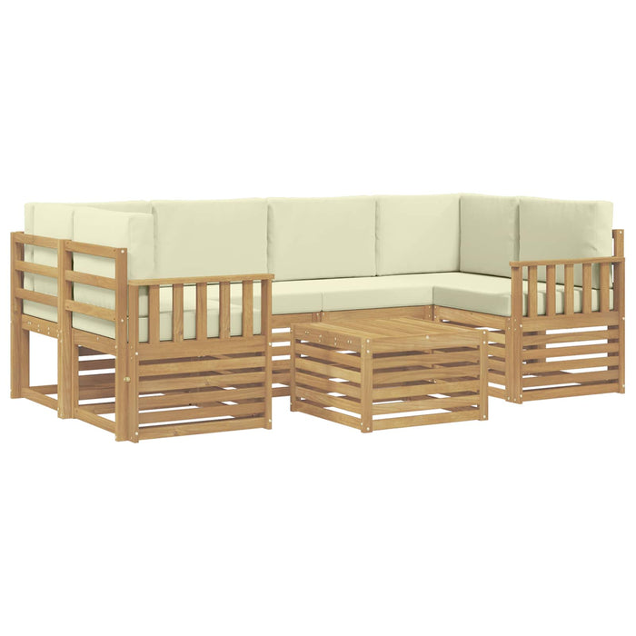 Set de canapele de exterior 7 pcs Alb și crem Poliester WALTI