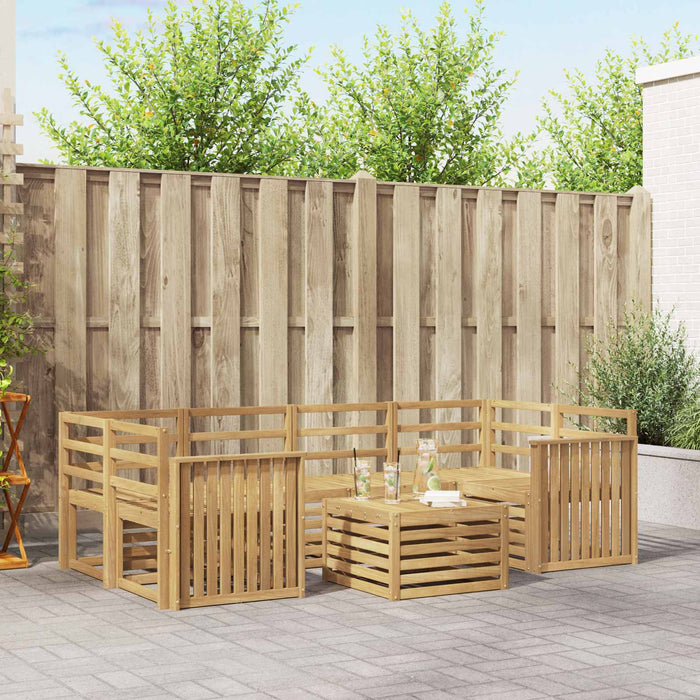 Set de canapele de exterior 7 pcs Alb Lemn Solid de Acacia WALTI