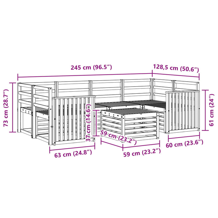 Set de canapele de exterior 7 pcs Alb Lemn Solid de Acacia WALTI