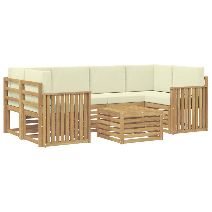 Set de canapele de exterior 7 pcs Alb și crem Poliester - WALTI WALTI