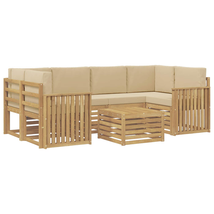 Set de canapele de exterior cu pernă 7 pcs Alb și Bej Poliester - WALTI WALTI