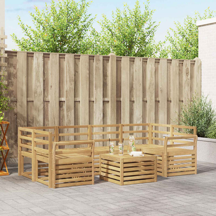 Set de canapele de exterior 7 pcs Alb Lemn Solid de Acacia WALTI