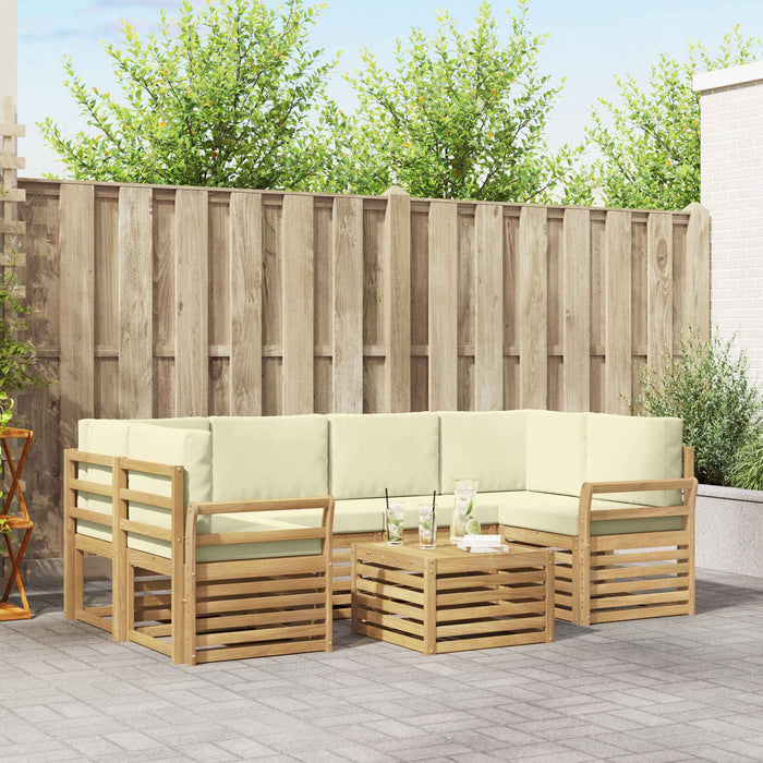 Set de canapele de exterior 7 pcs Alb și crem Poliester - WALTI WALTI
